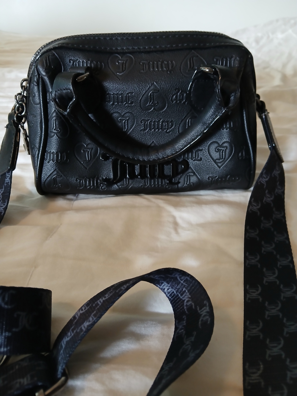 Juicy Couture Black Embossed Mini Satchel With Strap